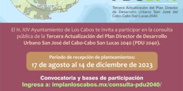 Informa que este próximo 14 de diciembre habrá de concluir el proceso de la consulta pública para la era 3era Actualización del Plan de Desarrollo Municipal (PDU) 2040