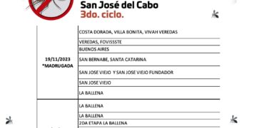 La Dirección Municipal de Salud inicia esta semana una extensa Campaña de Fumigación por distintas colonias de San José del Cabo, contra el mosco transmisor del dengue, zika y chikungunya 