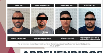 ASEGURA PGJE A 4 PERSONAS POR DIVERSOS DELITOS 