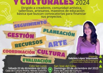 Los Cabos, te invitan a participar en el taller “Guía básica para la elaboración de proyectos artísticos y culturales 2024”