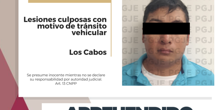 CUMPLIMENTA PGJE ORDEN DE APREHENSIÓN POR LESIONES CON MOTIVO DE TRÁNSITO VEHICULAR 