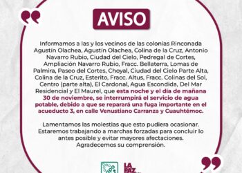 Reparará OOMSAPAS La Paz fuga en las calles Carranza y Cuauhtémoc