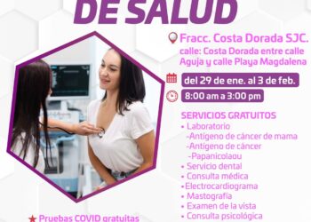 Del lunes 28 de enero al sábado 03 febrero, la Brigada Médica de Salud se encontrará en la colonia Costa Dorada, en San José del Cabo, lo que refrenda el compromiso de garantizar el bienestar de la población.