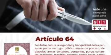 Ing. Jesús Antonio Gómez Rodríguez, hace un llamado a la población a no portar armas blancas en la vía pública. 