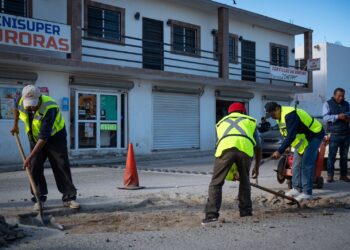 Se realizó el bacheo con asfalto de la calle Playas en el fraccionamiento Gardenias