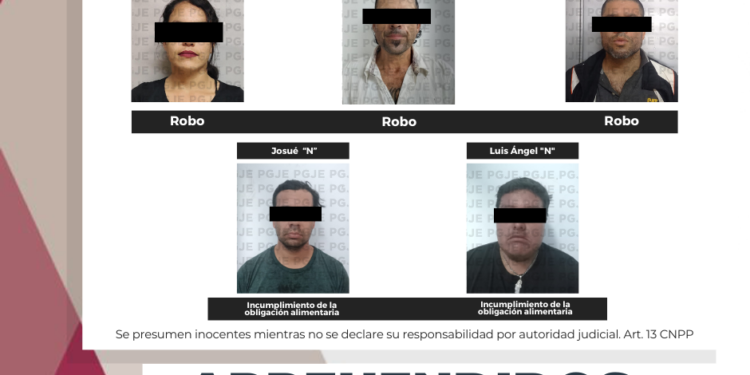 APREHENDE PGJE A 5 PERSONAS POR DIVERSOS DELITOS 