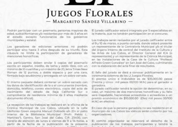 Invitacion a participar en los LI Juegos Florales “Margarito Sandez Villarino” con un poemario de su autoría.