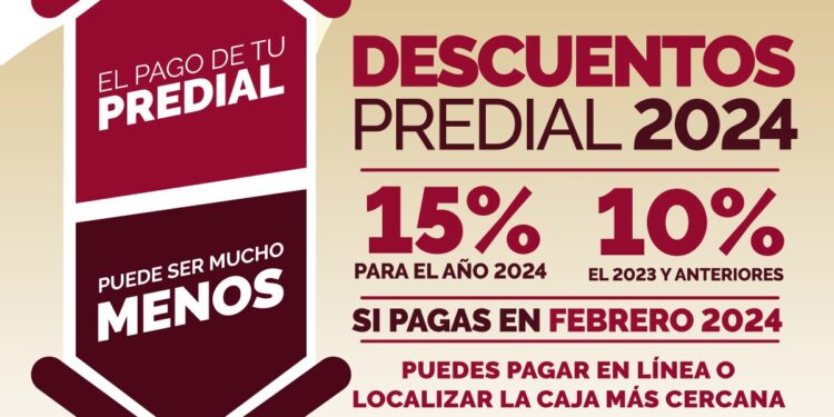 Continúan descuentos en el pago del Predial con el 15% y 10%