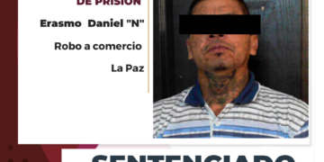 OBTIENE PGJE UNA CONDENA MÁS PARA CULPABLE DE ROBO EN LA PAZ ESTARÁ MÁS DE 3 AÑOS EN PRISIÓN 