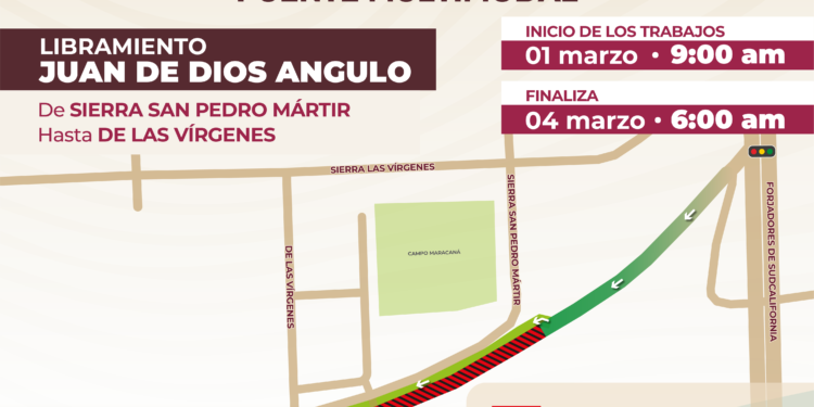 Cierre vial del Libramiento Juan de Dios Angulo por trabajos eléctricos en el proyecto Puente Multimodal.