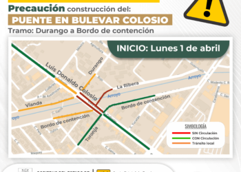 lunes 1 de abril de 2024, se iniciará la construcción del puente tipo cajón en el bulevar Luis Donaldo Colosio, tramo de calle Durango a Bordo de contención, en la ciudad de La Paz