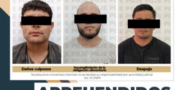 APREHENDE PGJE A TRES PERSONAS POR DIVERSOS DELITOS
