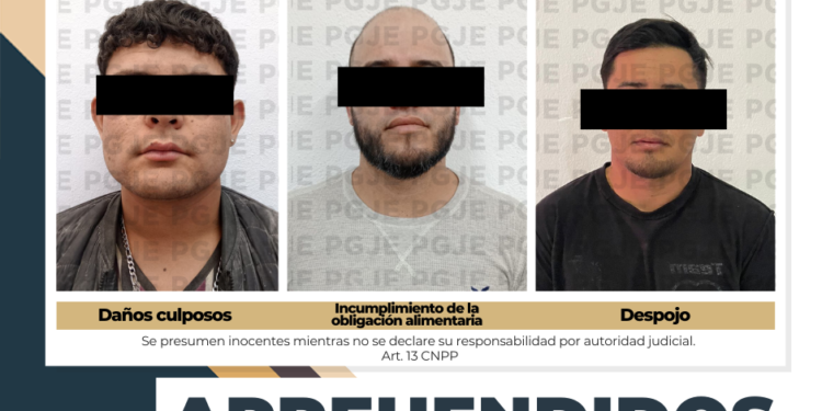 APREHENDE PGJE A TRES PERSONAS POR DIVERSOS DELITOS