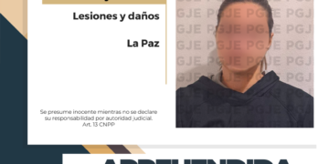 APREHENDE PGJE A UNA MUJER POR LESIONES Y DAÑOS EN LA PAZ 