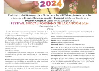 Continúa abierta la convocatoria del Festival Sudcaliforniano de la Canción en su fase municipal