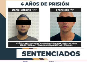 EN PROCEDIMIENTO ABREVIADO OBTIENE PGJE 2 CONDENAS DE MÁS 4 AÑOS DE PRISIÓN CONTRA CULPABLES DE DESPOJO EMPLEANDO VIOLENCIA 