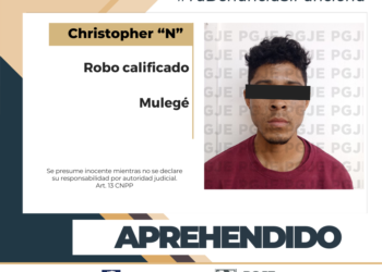 APREHENDE PGJE A IMPUTADO POR ROBO CON VIOLENCIA EN MULEGÉ