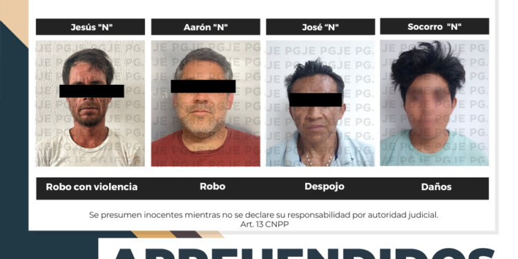 CUATRO DETENIDOS EN OPERATIVOS DE LA PGJE POR DELITOS DE DAÑOS, DESPOJO Y ROBO