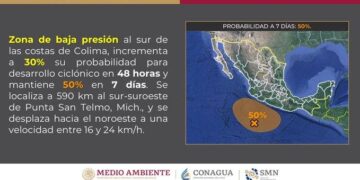 Personal del área de Monitoreo de la Dirección Municipal de Protección Civil informa que para este martes se pronostican lluvias en el municipio de Los Cabos durante el transcurso de la tarde y noche