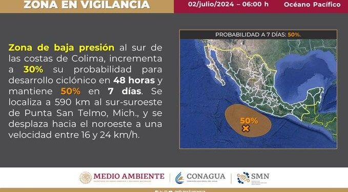 Personal del área de Monitoreo de la Dirección Municipal de Protección Civil informa que para este martes se pronostican lluvias en el municipio de Los Cabos durante el transcurso de la tarde y noche