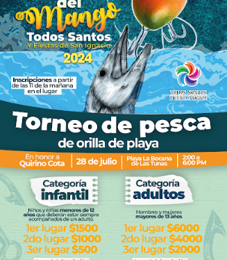 FONMAR INVITA A TORNEO DE PESCA DE ORILLA EN TODOS SANTOS