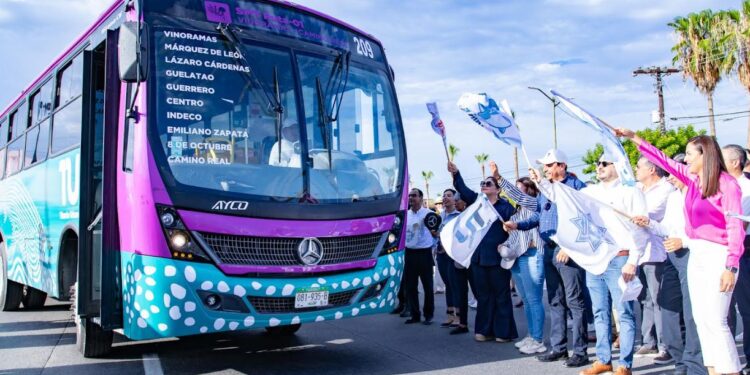 Presidenta Municipal Milena Quiroga, dio banderazo de arranque a las nuevas unidades Tiburones Urbanos del Sistema Municipal de Transporte en La Paz