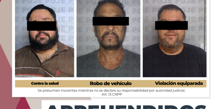 APREHENDE PGJE A IMPUTADOS POR DELITO CONTRA LA SALUD, VIOLACIÓN EQUIPARADA Y ROBO DE VHÍCULO