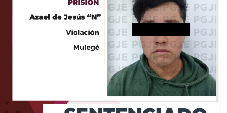 POR VIOLACIÓN OBTIENE PGJE MÁS DE 6 AÑOS DE PRISIÓN PARA SUJETO  