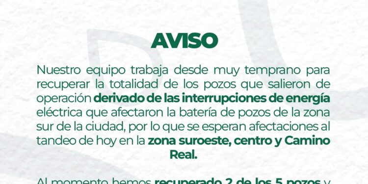 Trabaja OOMSAPAS en reactivación de pozos de agua al sur de la ciudad