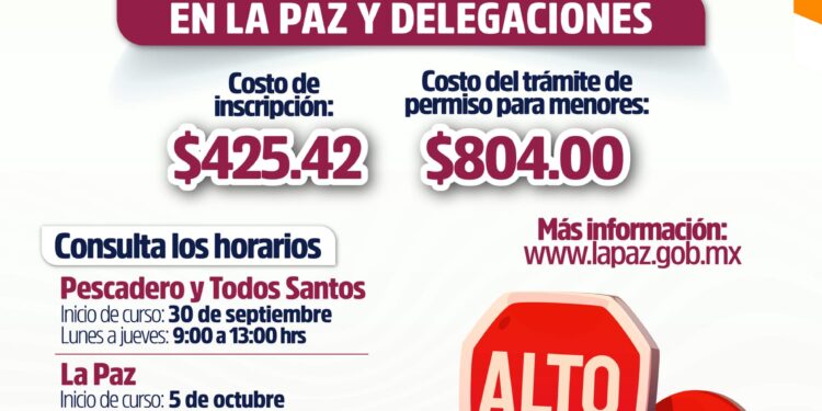 Próximos a iniciar los Cursos Intensivos y Sabatinos de Educación Vial en La Paz y las Delegaciones