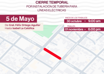 Anuncian cierre de vialidades por trabajos de instalación eléctrica en calles del Centro
