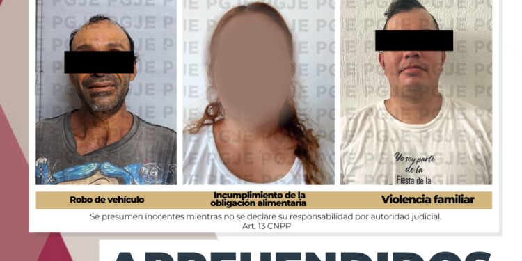 APREHENDE PGJE A 3 PERSONAS POR DIVERSOS DELITOS