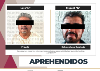 DETIENE PGJE A DOS HOMBRES POR DELITOS DE FRAUDE Y ROBO