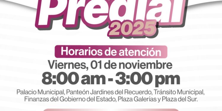 Cajas para pago del Predial trabajarán con normalidad el 01 de noviembre
