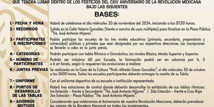 Ayuntamiento de Los Cabos, mantiene abierta la convocatoria de participación en el desfile cívico-deportivo de la Revolución Mexicana