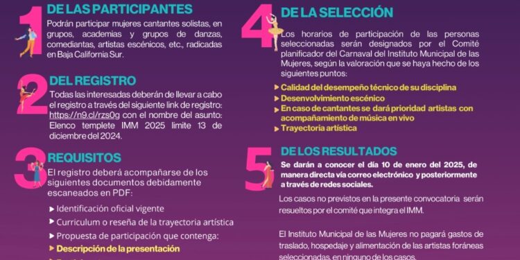 IMM convoca a las artistas para participar en el Carnaval La Paz 2025