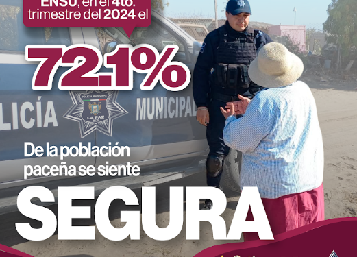 El 72.1% de la población en La Paz se siente segura, reveló la ENSU 