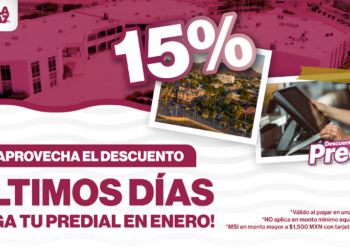 Aprovecha en enero los últimos días con 15% de descuento en el predial 2025