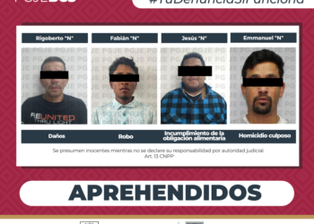 APREHENDE PGJE A CUATRO HOMBRES POR DIVERSOS DELITOS 
