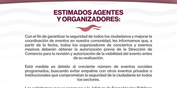 Ayuntamiento de La Paz anuncia nuevas medidas para la organización de eventos 
