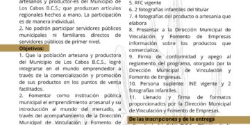 Invitan a artesanos y productores a participar en el programa “Orígenes de Los Cabos”