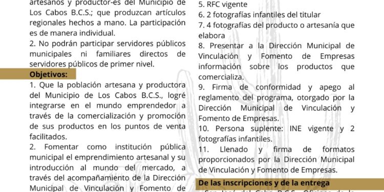 Invitan a artesanos y productores a participar en el programa “Orígenes de Los Cabos”