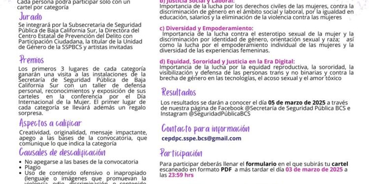 Convoca Centro Preventivo a jóvenes a participar en concurso de carteles por derechos de las mujeres
