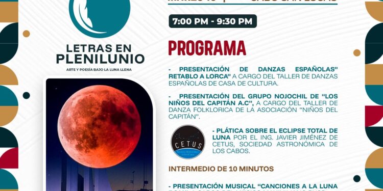 Invitan al evento “Letras en Plenilunio”; será este jueves en Cabo San Lucas