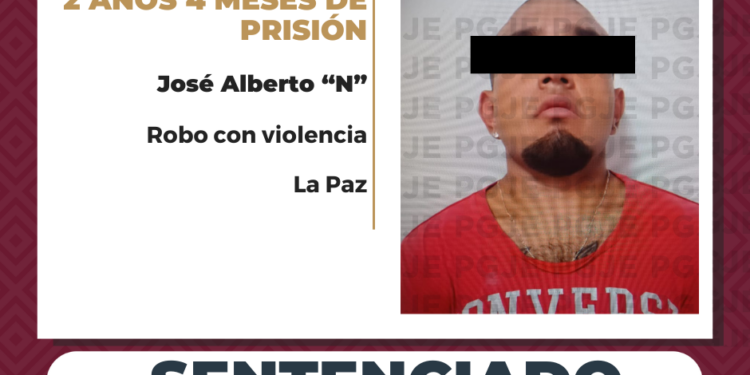 MEDIANTE PROCEDIMIENTO ABREVIADO OBTIENE PGJE SENTENCIA DE MÁS DE 2 AÑOS DE PRISIÓN CONTRA CULPABLE DE ROBO EN LA PAZ