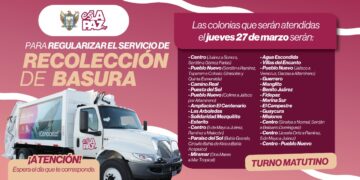 Anuncian recolección de basura para el jueves 27 de marzo