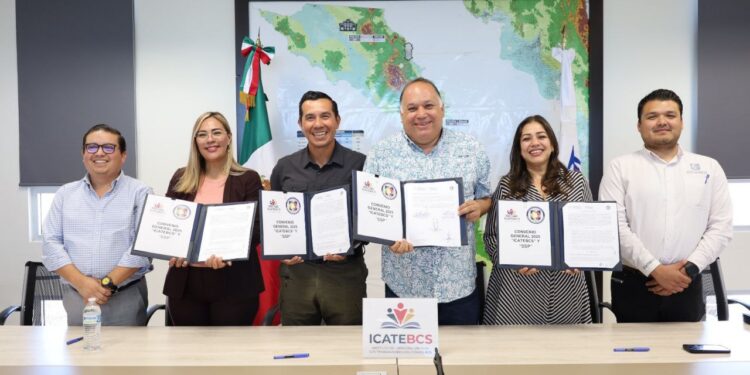 Acuerdan ICATEBCS y SSPE un convenio para reforzar las habilidades de la corporación estatal
