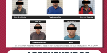 APREHENDE PGJE A 5 HOMBRES POR DIVERSOS DELITOS