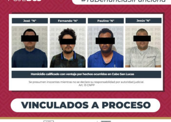 RESUELVE PGJE HOMICIDIO DE PERSONA LOCALIZADA SIN VIDA EN LOS CABOS Y OBTIENE PRISIÓN PREVENTIVA PARA 4 IMPUTADOS