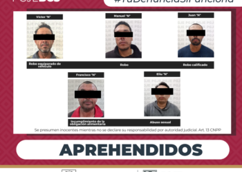 APREHENDE PGJE A 5 HOMBRES POR DIVERSOS DELITOS